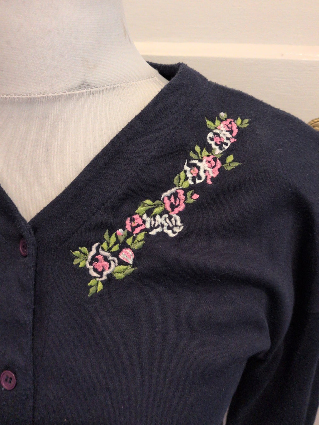Canda 12 Navy Floral Long Sleeve Cardigan