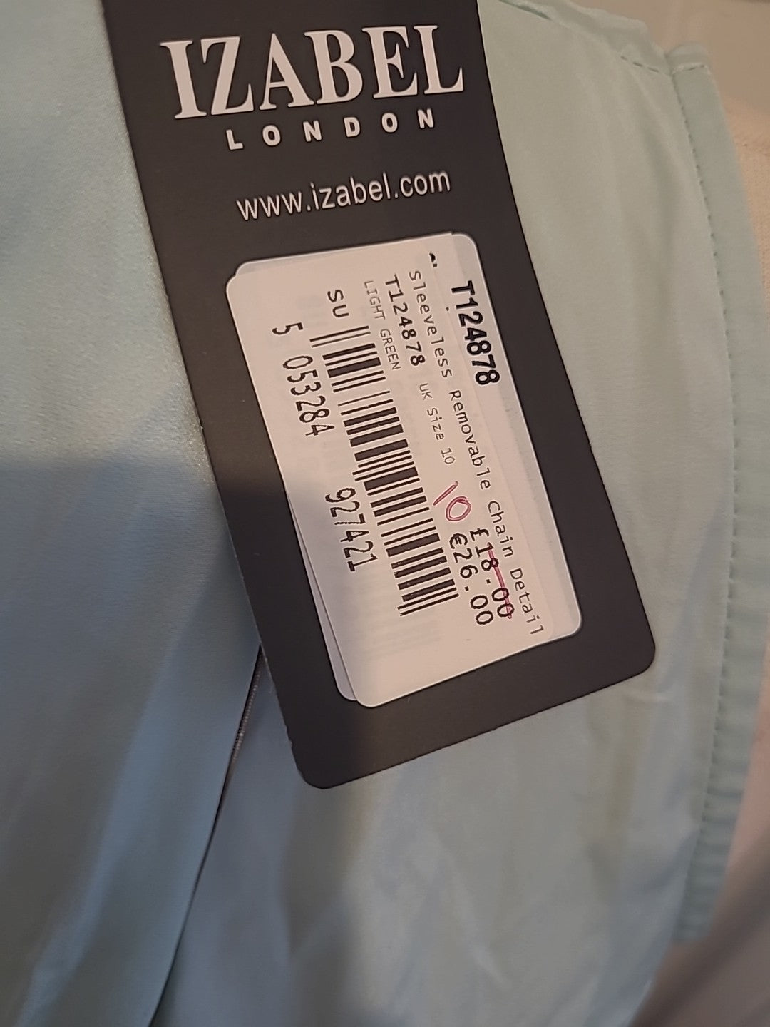 Ladies Izabel London Size 10 Mint Sleeveless Tshirt