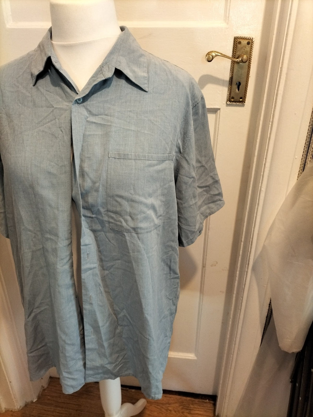 Mens Marks And Spencer Size 41-43" Chest Large Blue Shirt