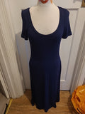 Ladies Aura Size 10 Navy Short Sleeved Long Length Dress
