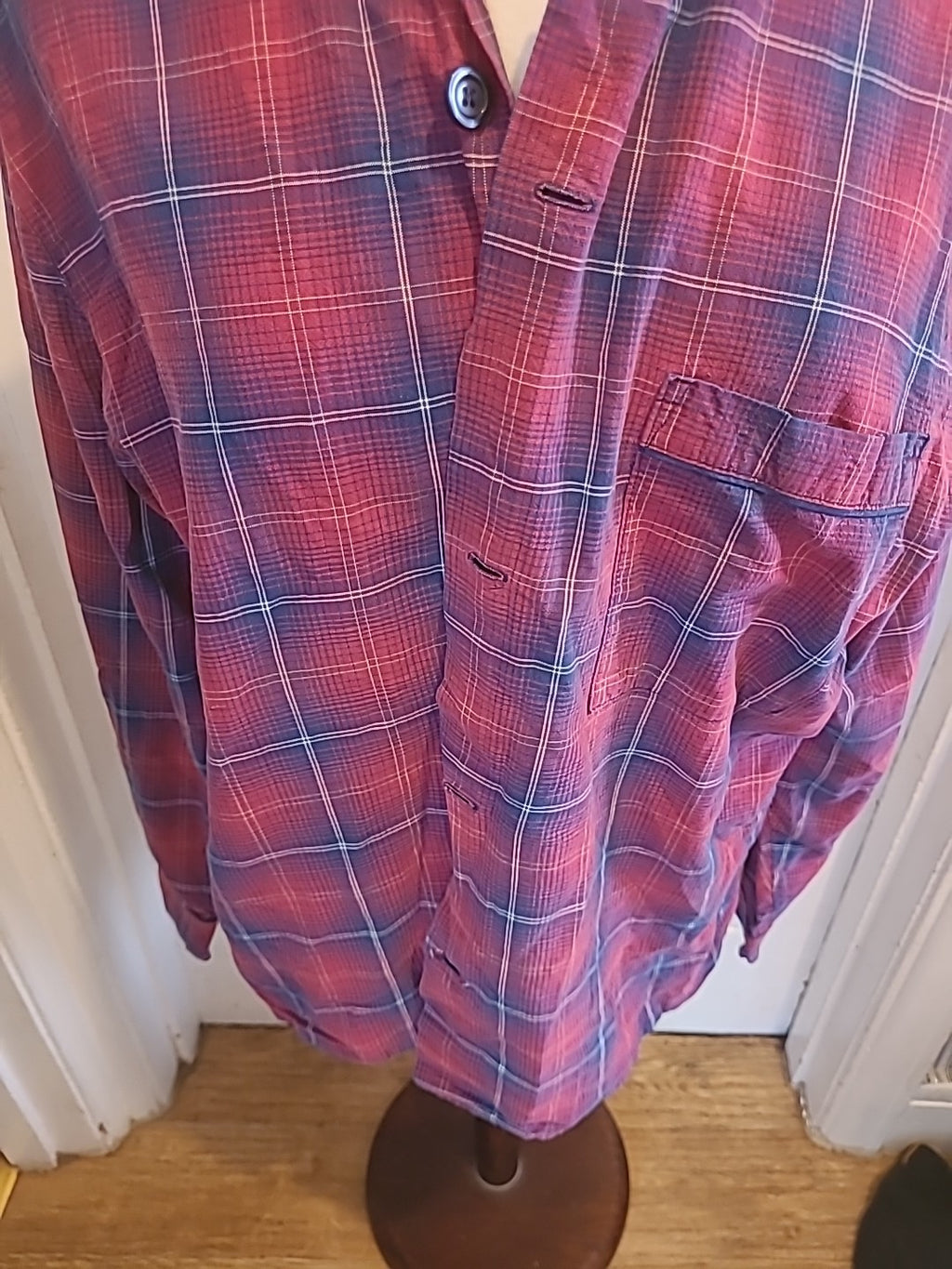 Mens Primark Size Medium Purple Check Long Sleeved Shirt
