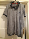 Mens F+F Size Small Grey/white/navy Polo Shirt