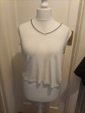 Ladies Anna Size 14-16 White With Navy Trim Sleeveless Blouse