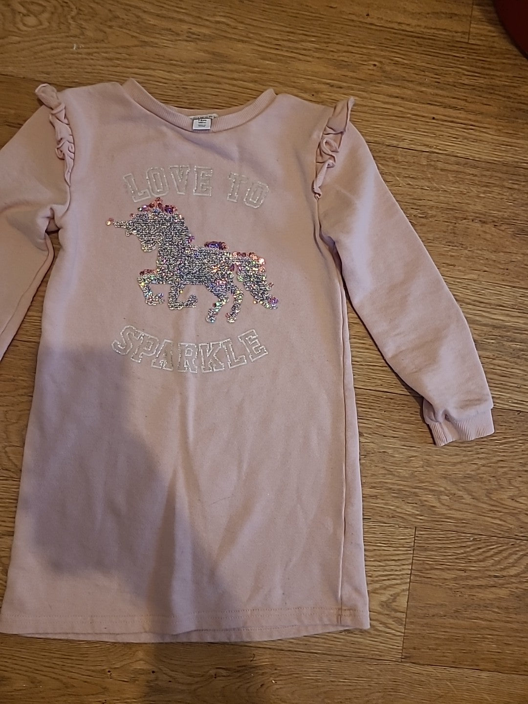 Girls Primark Age 7-8 Years Pink Sequin Unicorn Jumper