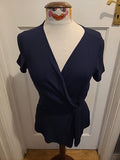 Ladies Kaliko Size 8 Navy Short Sleeved Detailed Blouse