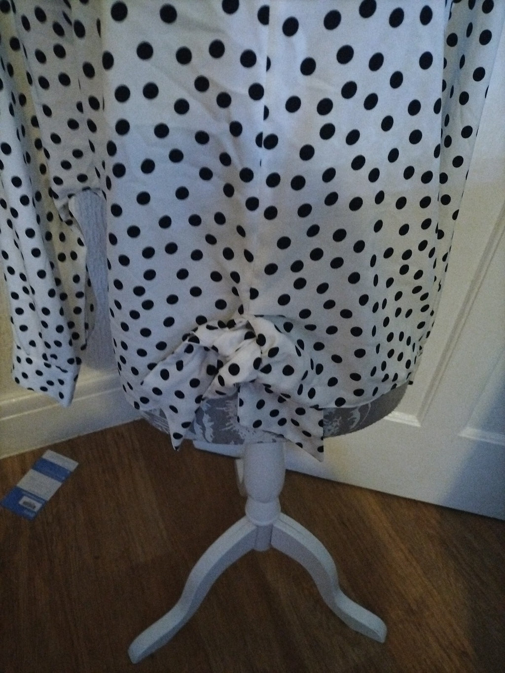 Ladies Primark Size 10 White With Black Poka Dots Long Sleeve Blouse