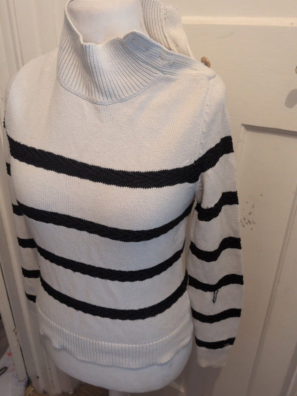 Tommy Hilfiger Small Black And White Stripe Long Sleeve Jumper