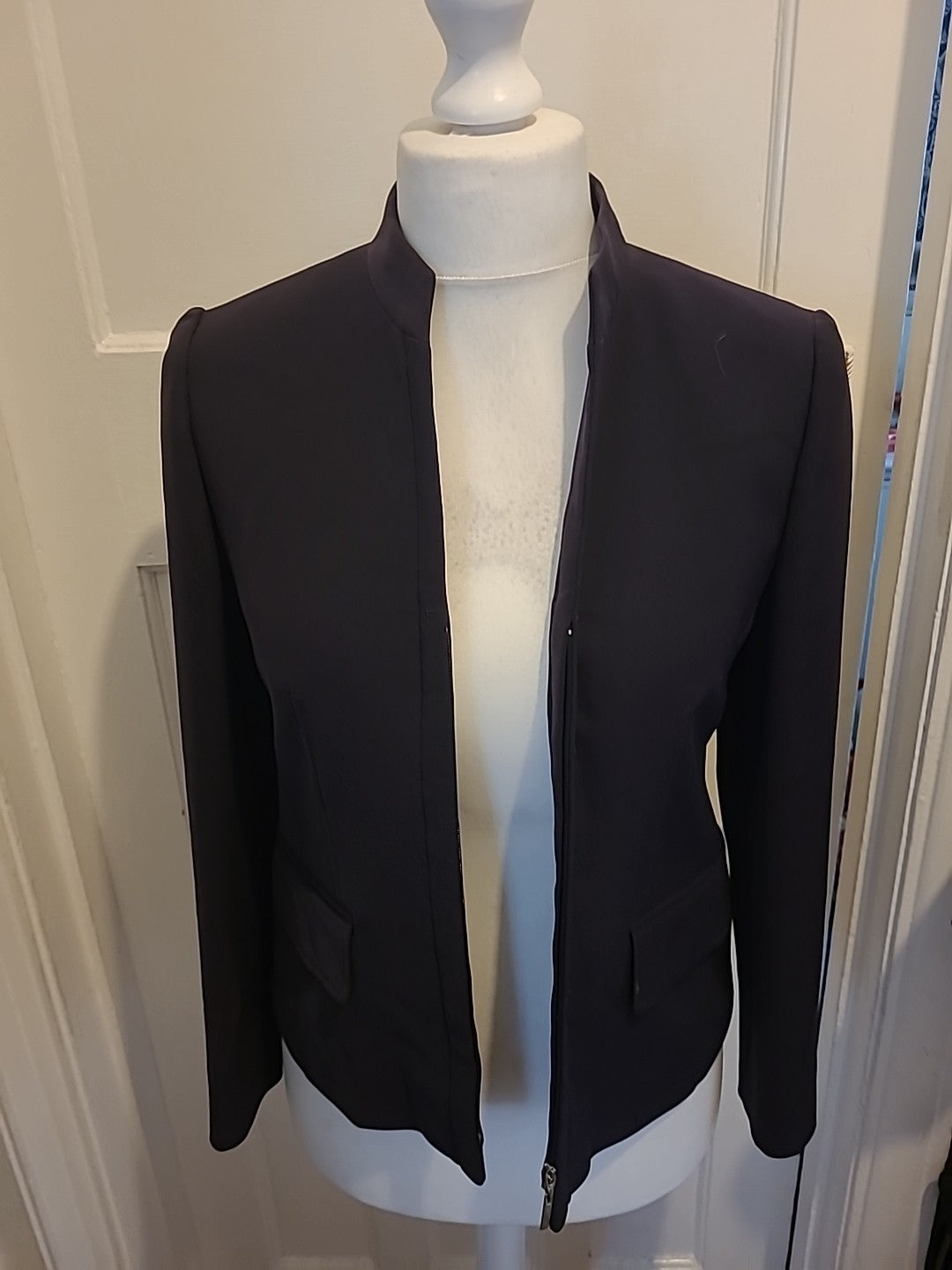 Ladies Gerry Weber Size 10 Navy Lined Padded Zipped Blazer