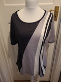 Ladies Size 2XL Grey White And Black Diagonally Striped Tshirt