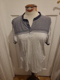 Mens River Island Size Medium Navy And Grey Short Sleeved Polo