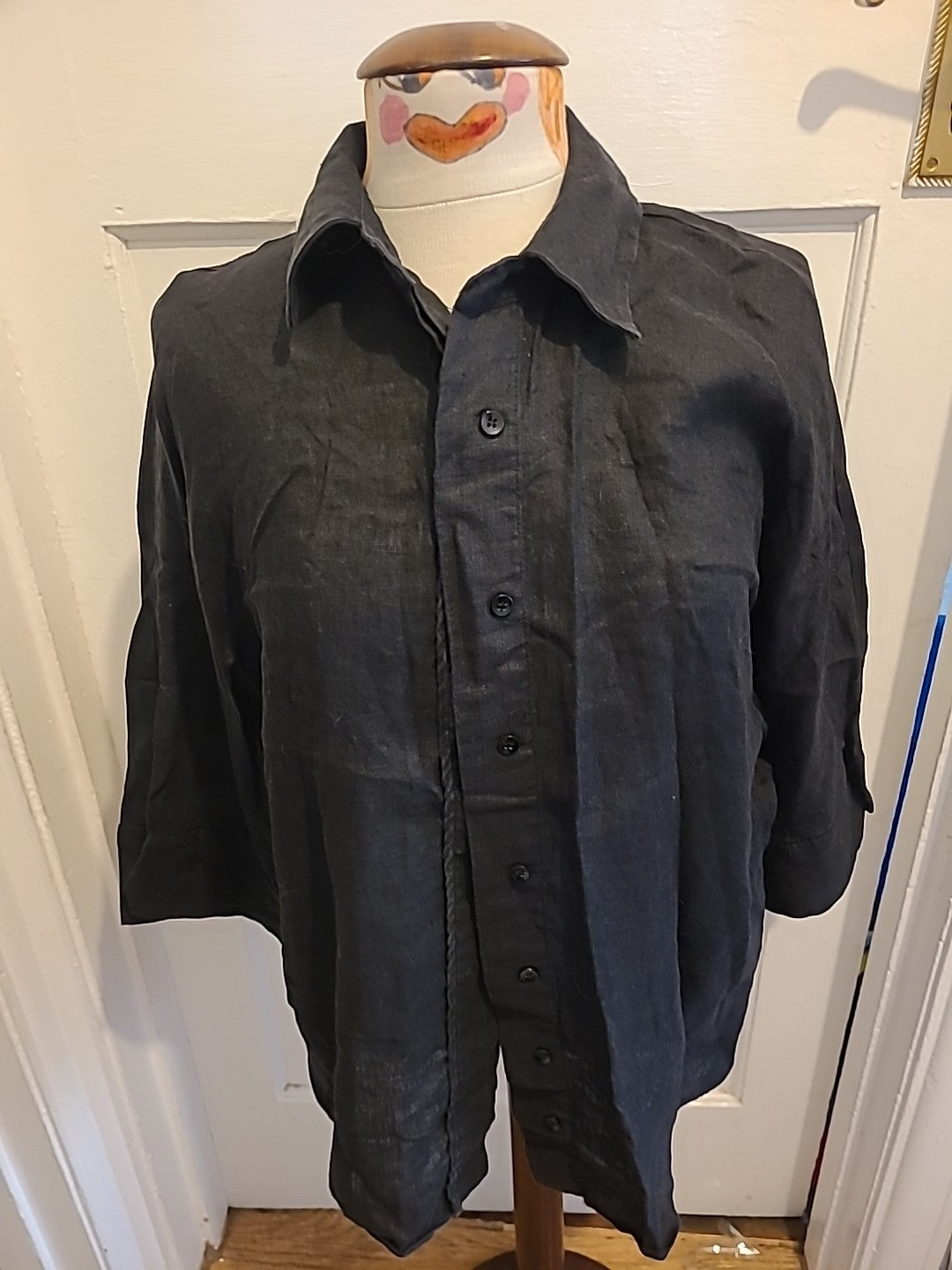 Ladies Zara Size Small Black Short Sleeved Buttoned Blouse