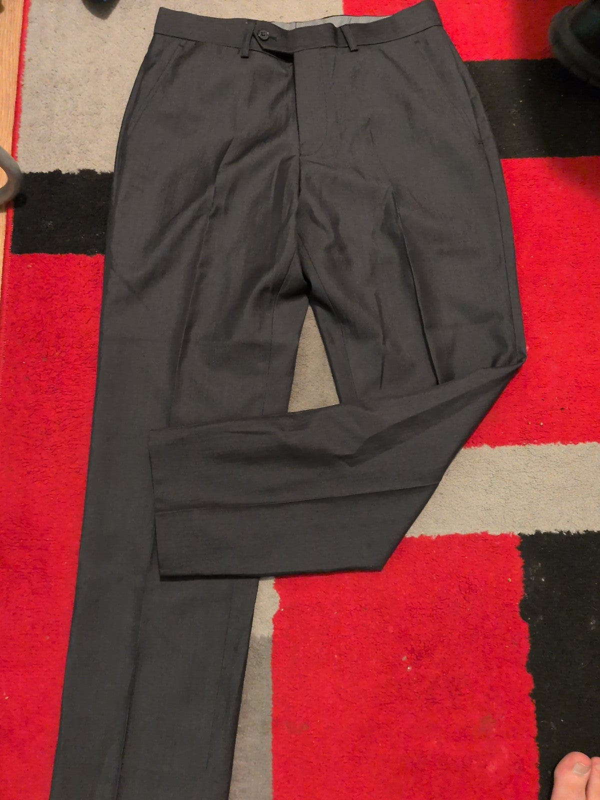 Mens F&F Size 30/29 Charcoal Smart Trousers