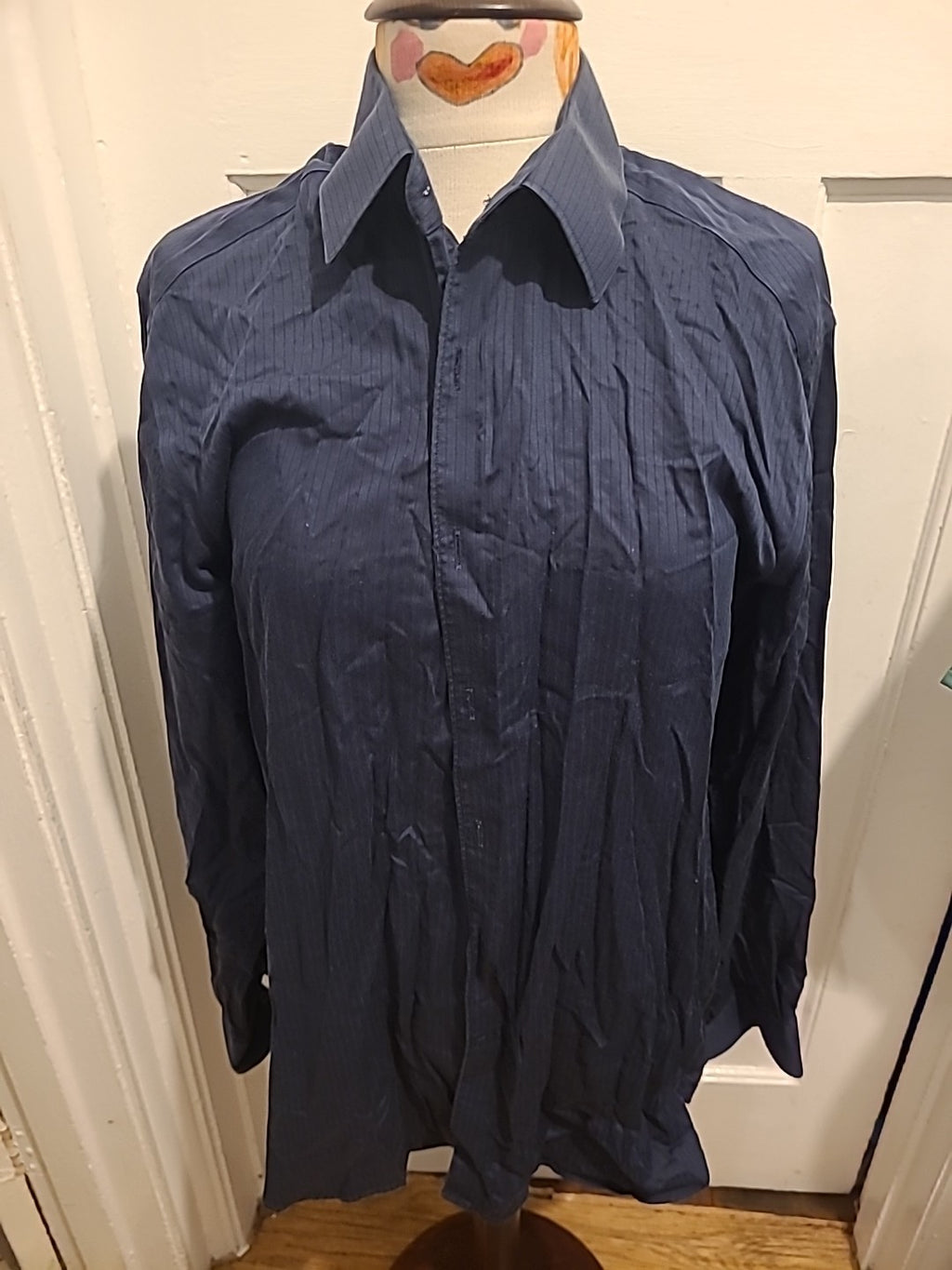 Mens Autograph Non Iron Size 16" Navy Long Sleeve Shirt