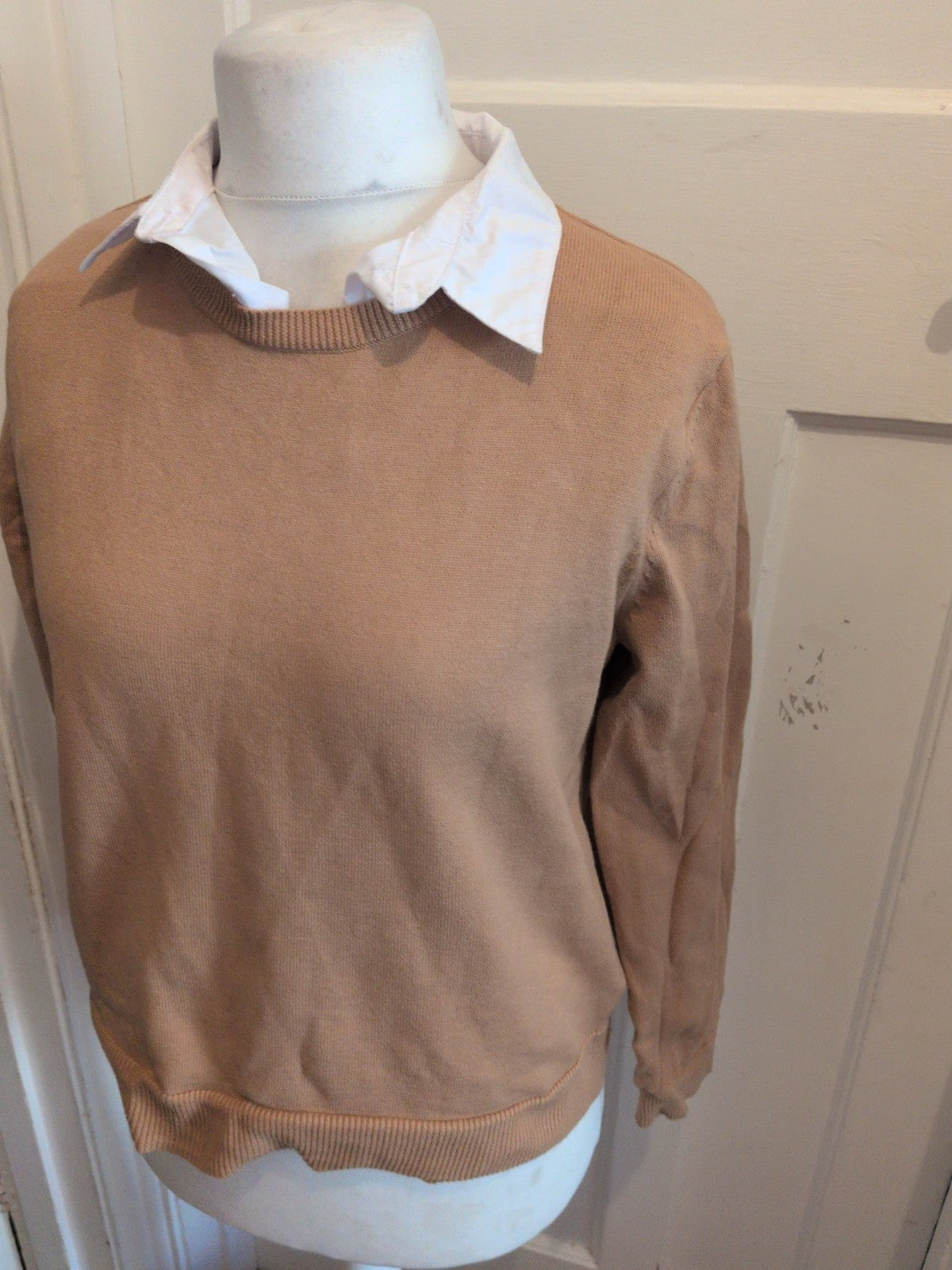 Ladies Primark Size Large Pale Brown Collared Jumper