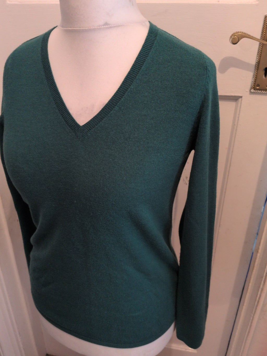 Ladies Marks And Spencer Size 12 Forest Green V Neck Pullover Jumper