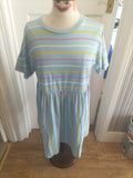 Ladies Asos Size 14 Blue Striped Short Sleeved Dress