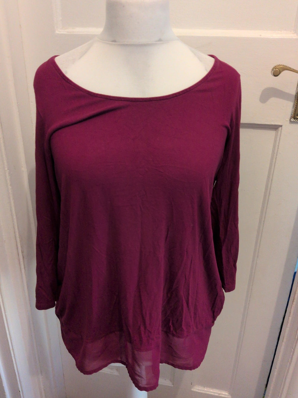 Marks And Spencer 14 Raspberry Long Sleeve Blouse