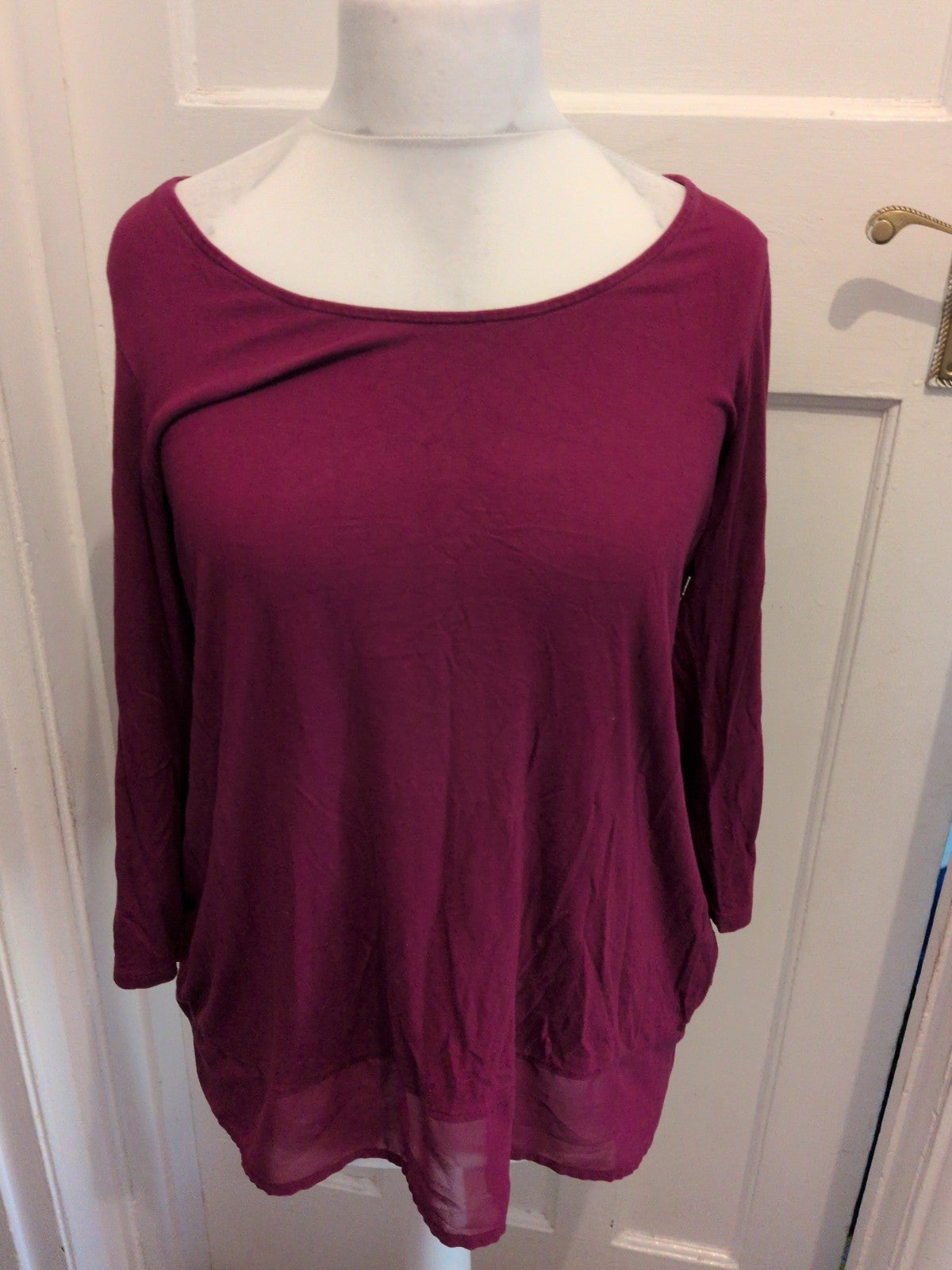 Marks And Spencer 14 Raspberry Long Sleeve Blouse
