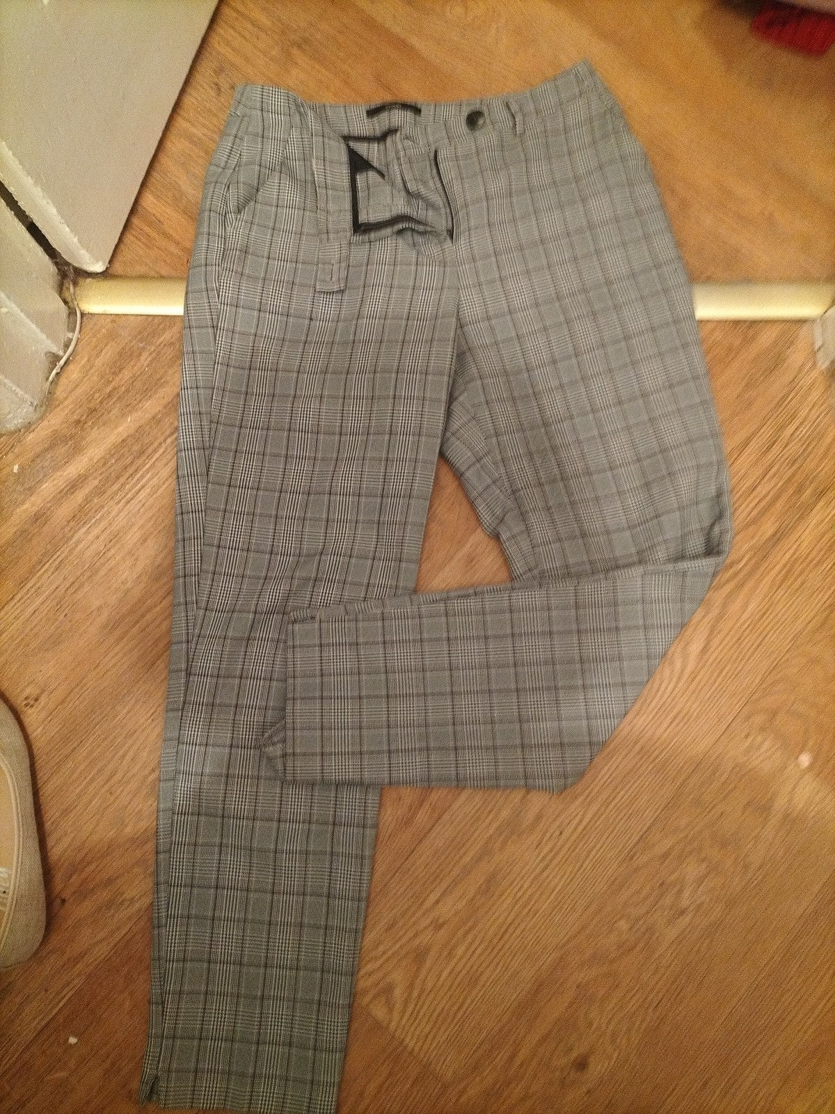 George 10 Grey Brown Check Trousers