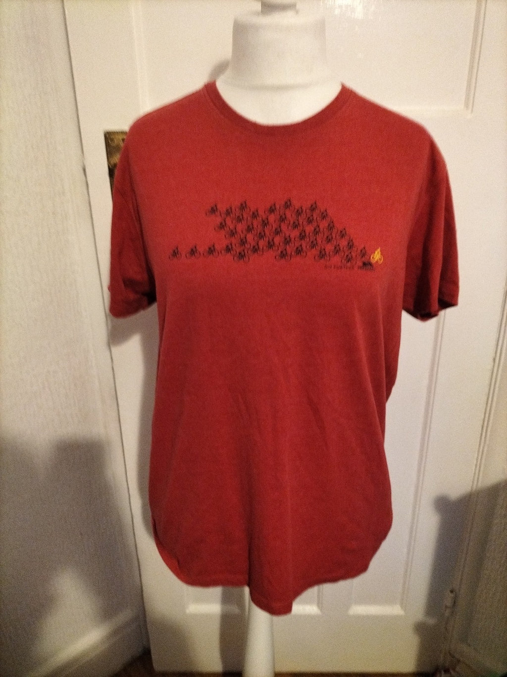 Mens Trespass Size Large Red "Bike" Short Sleeved Tshirt