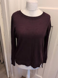 Next 14 Dark Purple Shimmery Neck Hem Long Sleeve Jumper