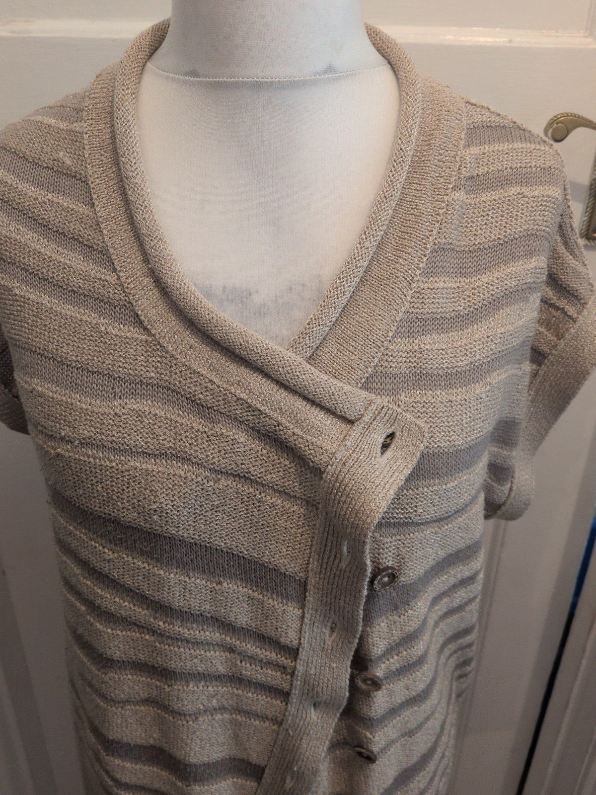 Per Una 14 Neutral Buttoned Sleeveless Cardigan