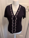 Berkertex 14-16 Navy Floral Short Sleeve Buttoned Cardigan