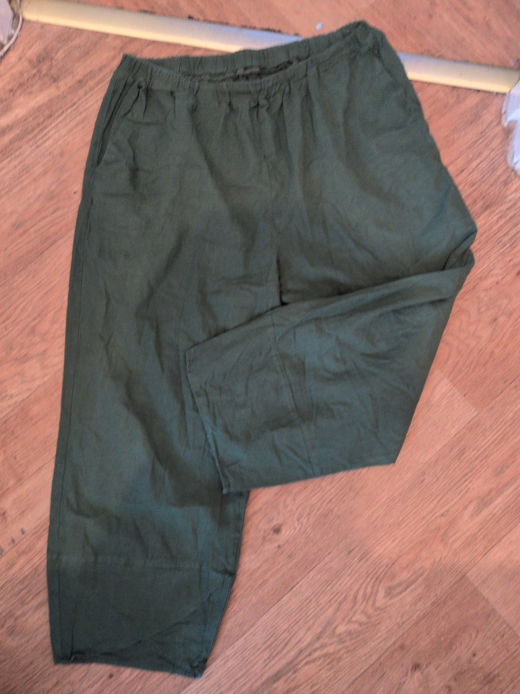 2XL Green Elasticated Crop Trousers