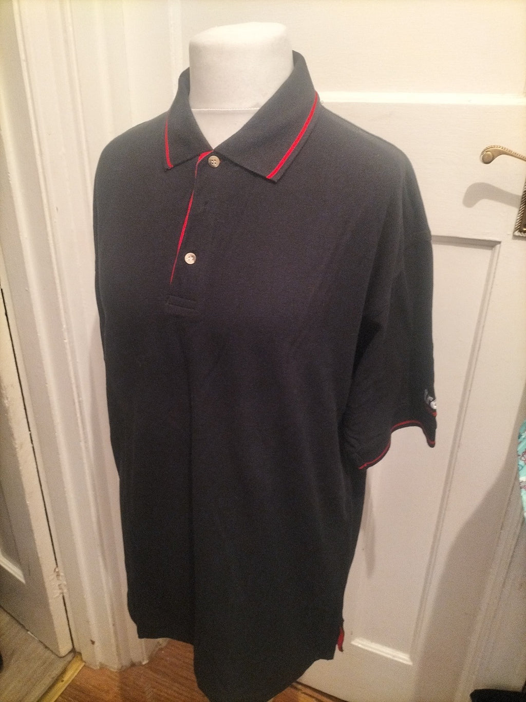 Kustom Kit Large Black With Red Trim Short Sleeve Polo