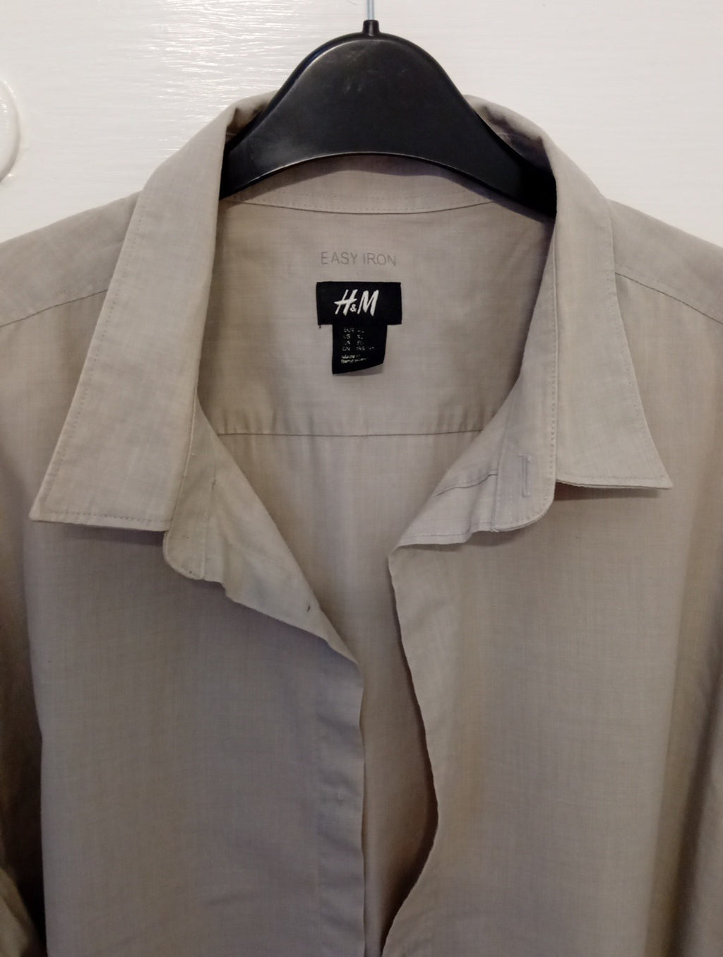 Mens Long Sleeved Shirt Beige H&M Size XL