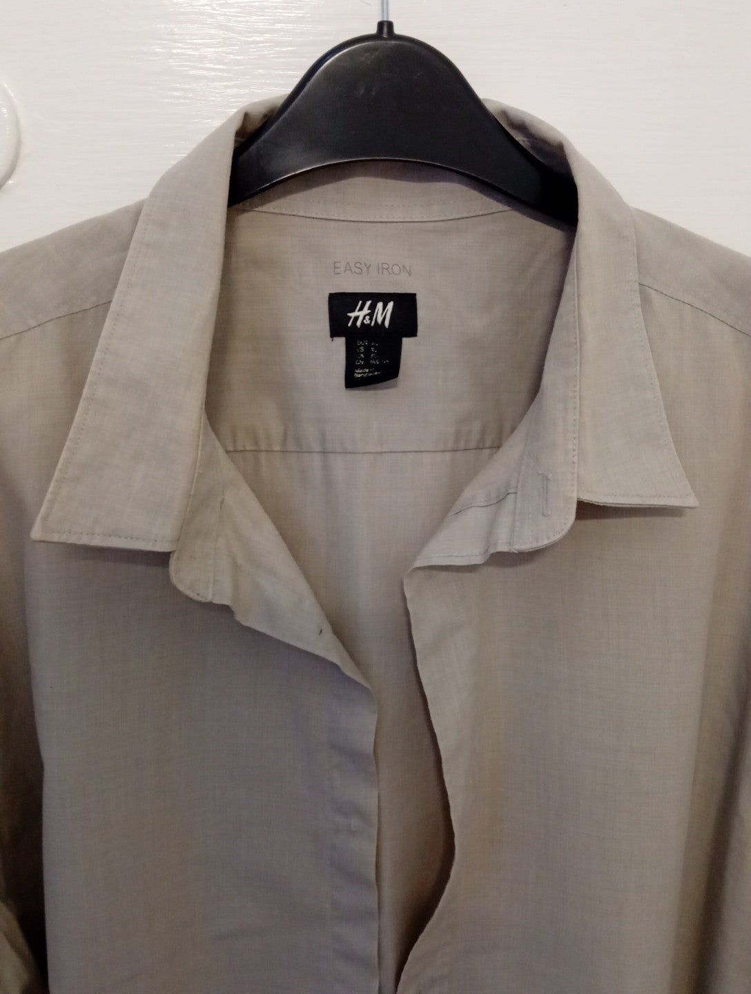 Mens Long Sleeved Shirt Beige H&M Size XL