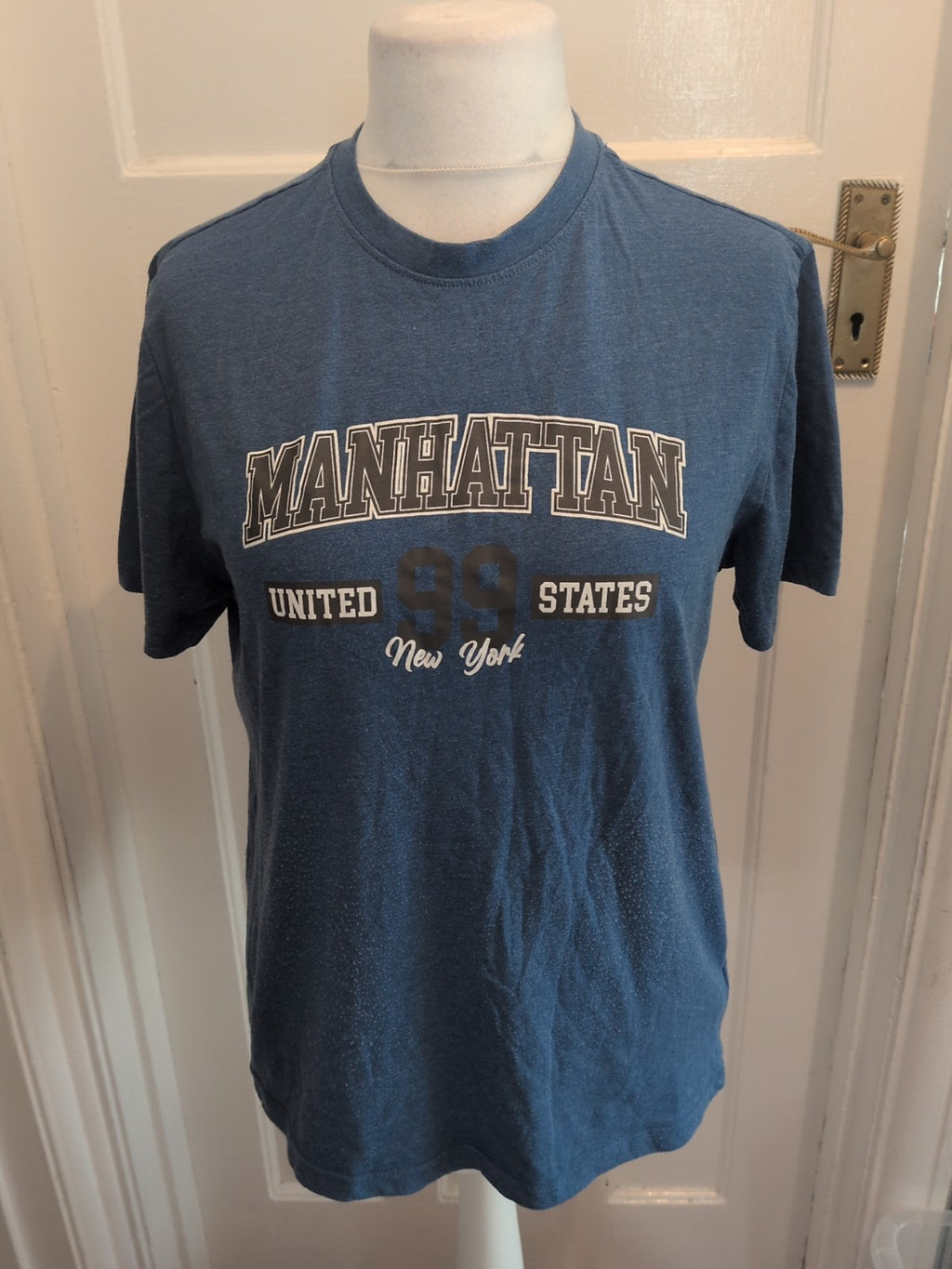 Mens Primark Size S Blue Printed Short Sleeved T-shirt