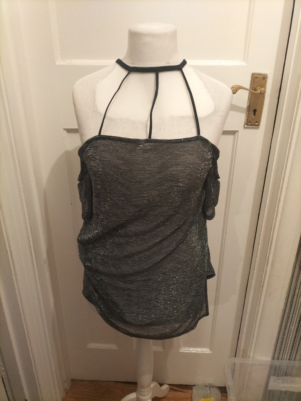 Ladies Pins & Needles Size M Silver See through Top