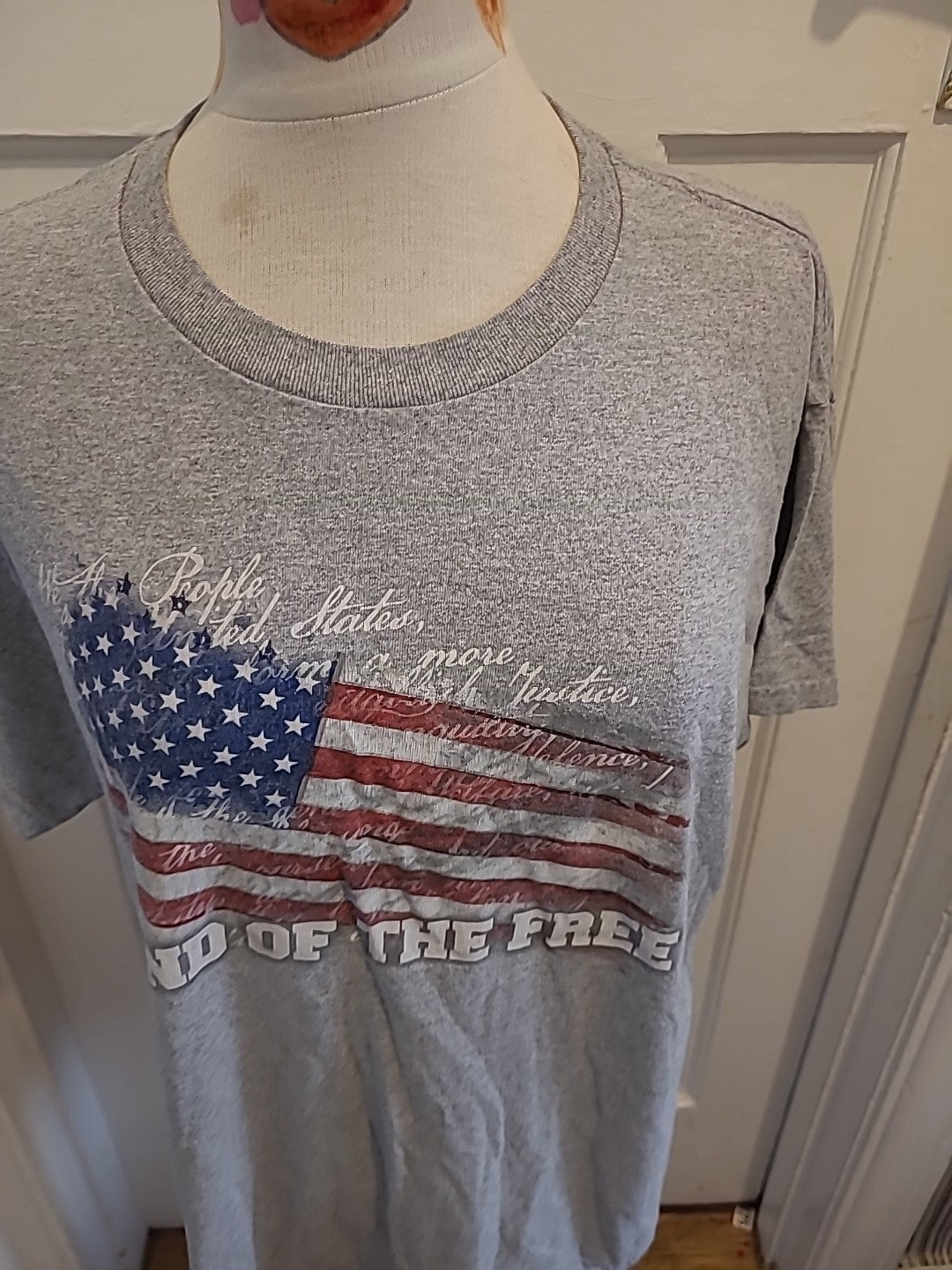 Mens 5 Star Size Large Grey USA design Tshirt
