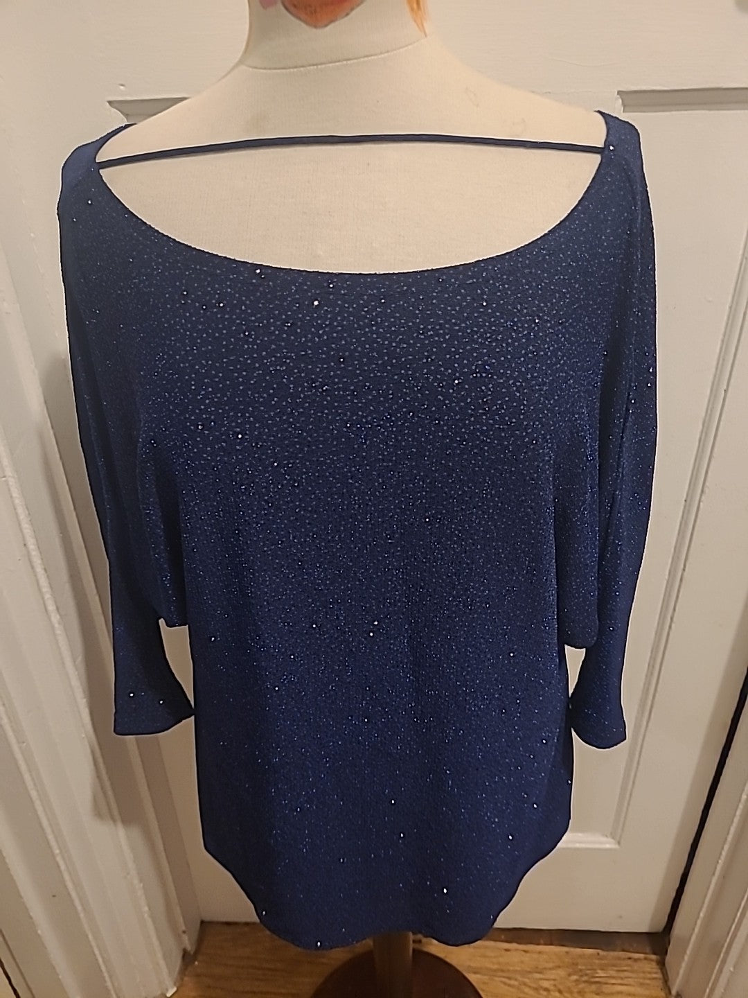 Ladies Jacques Vert Collection Size Medium Navy With Blue Sparkly Long Slit...