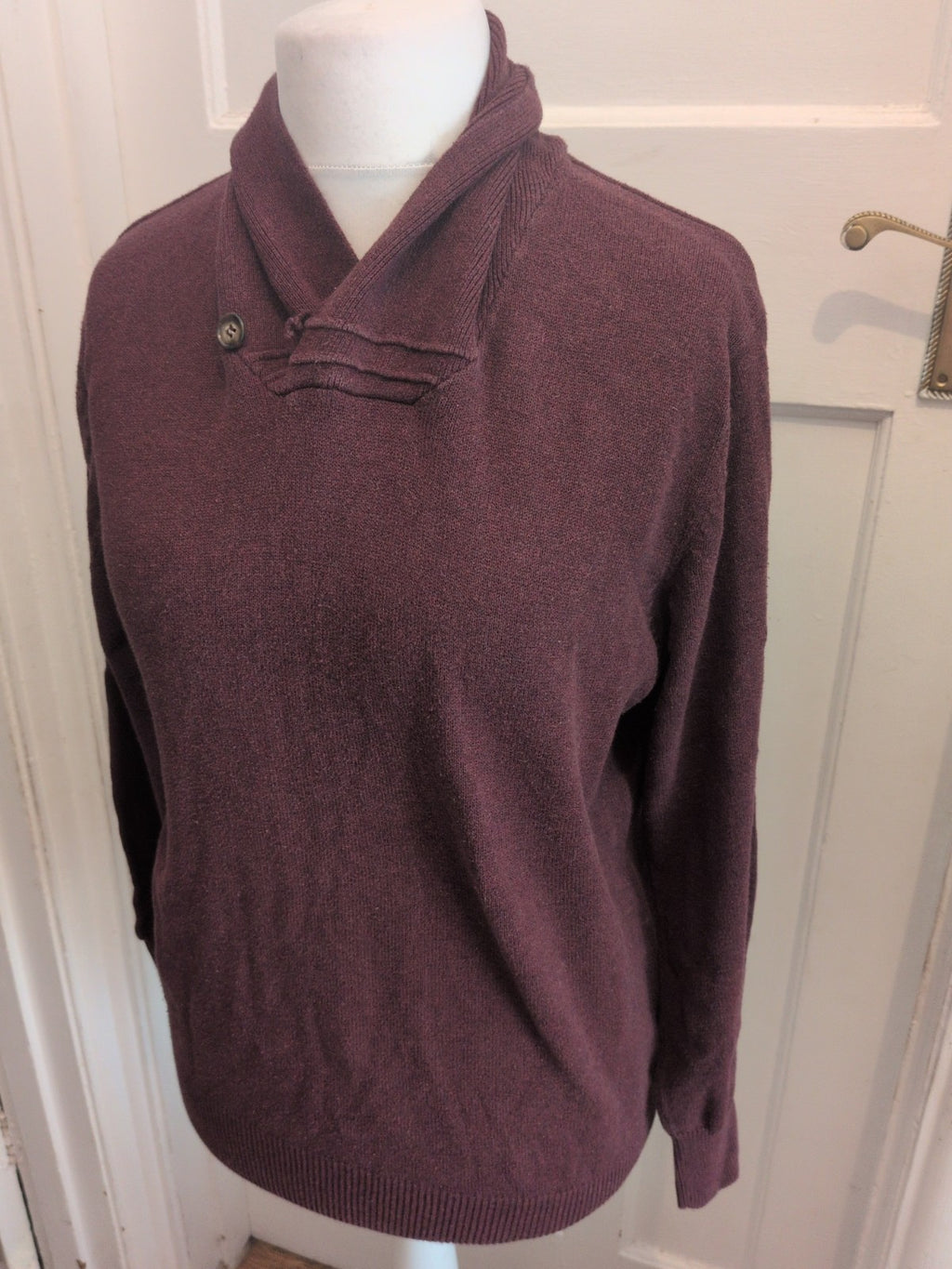 Jeff Banks Medium Purple Collared Long Sleeve 100% Cotton Jumper