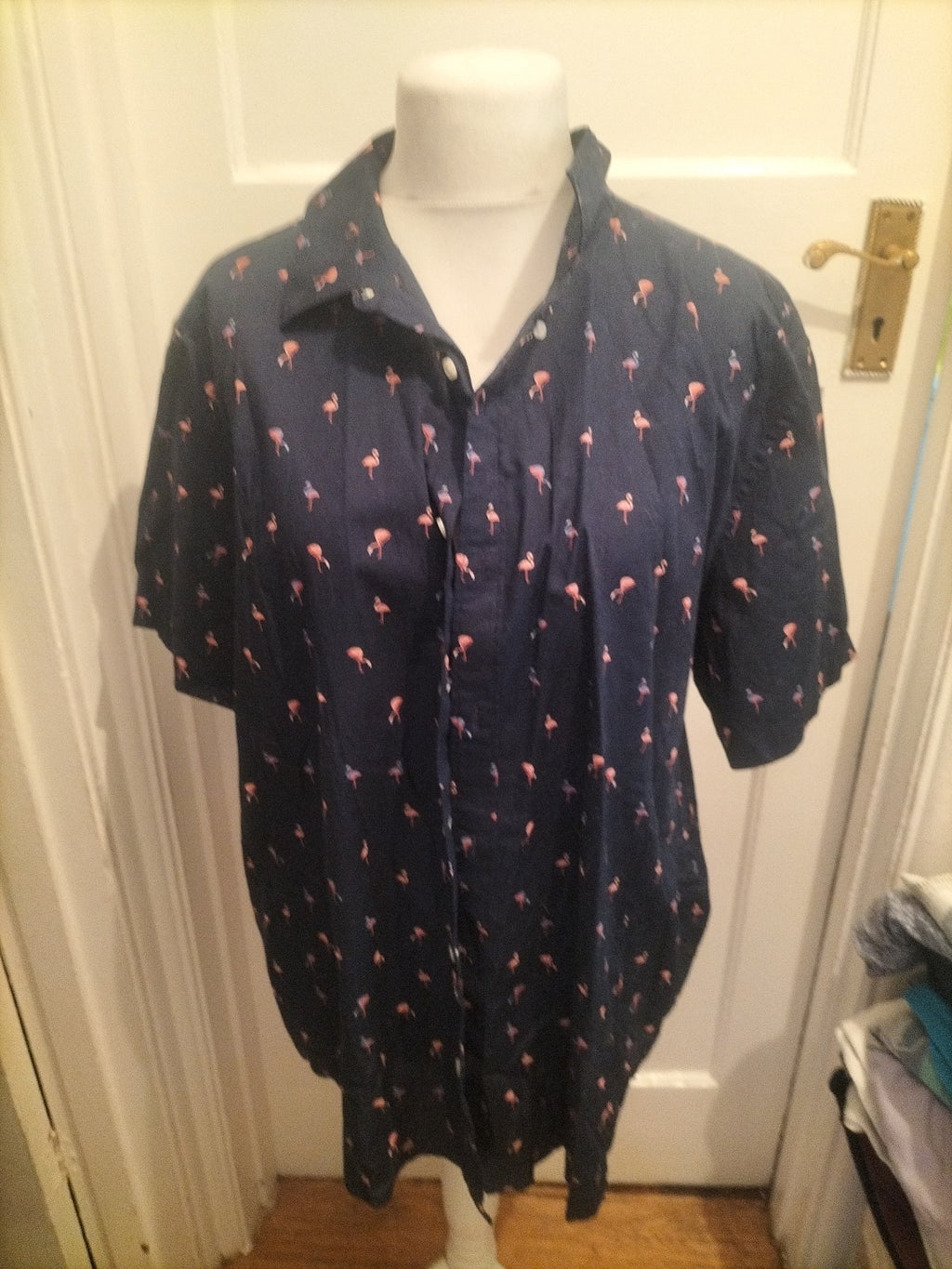 Easy 2XL Navy Flamingo Short Sleeve Shirt