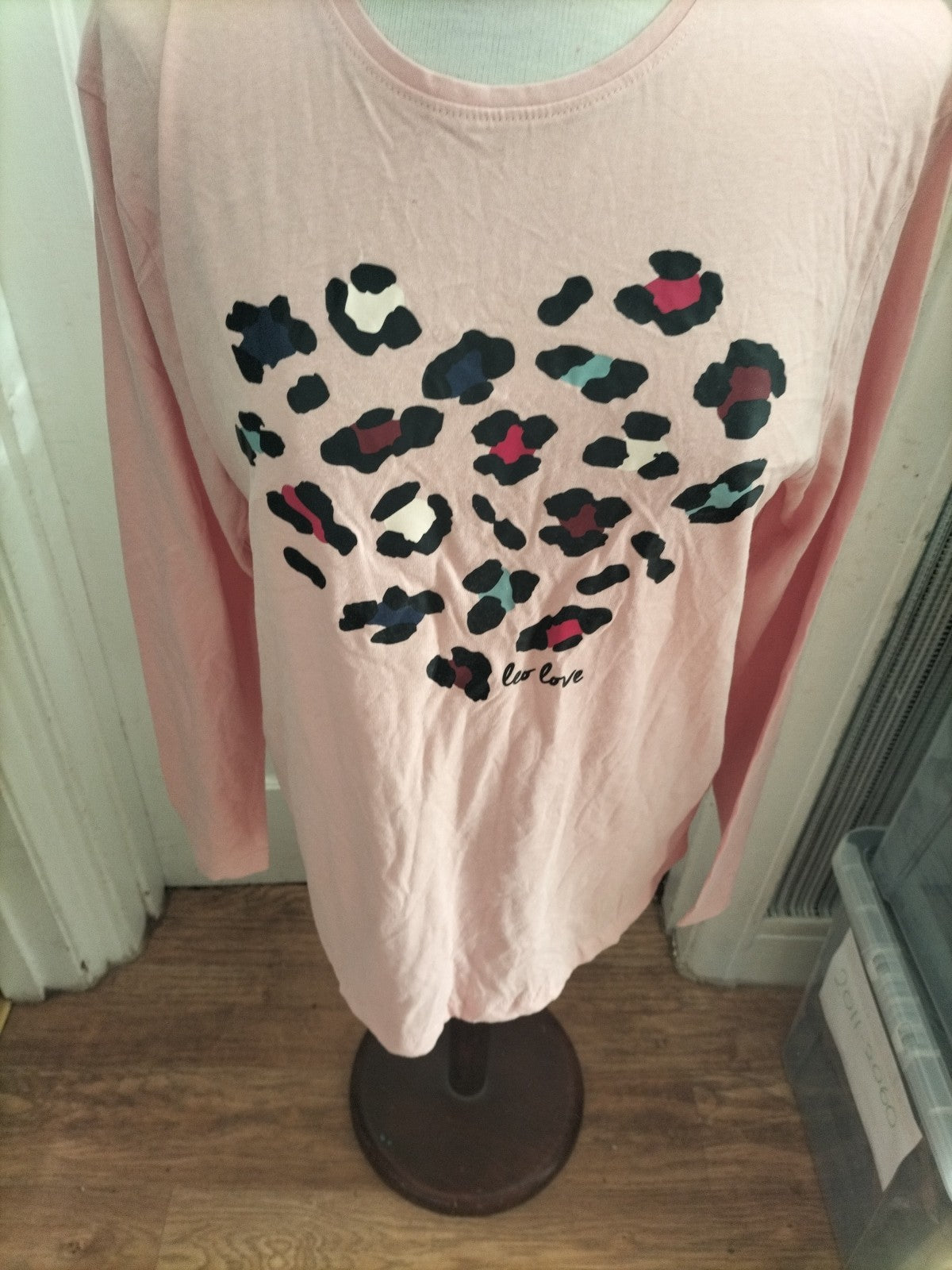Ladies Esmara Size 12-14 Pink With Design Long Sleeved Tshirt