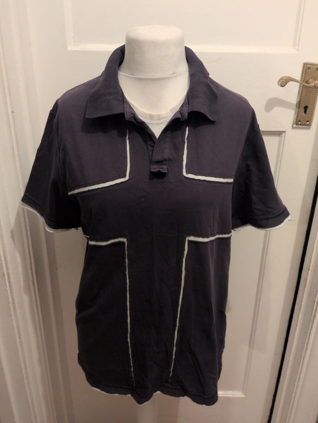 Mens Next Size Large Black England Cross Short Sleeve Polo