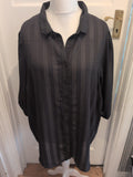 Bonmarche 24 Black Pattern Long Sleeve Buttoned Blouse Collared
