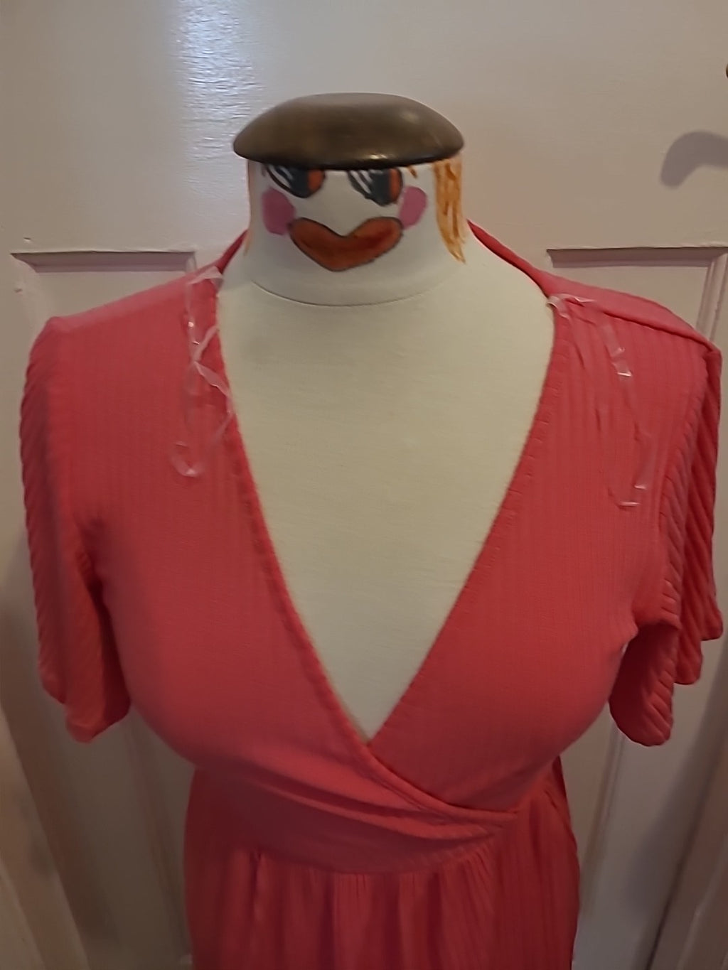 Ladies George Size 10 Pink Short Sleeved V Neck Dress