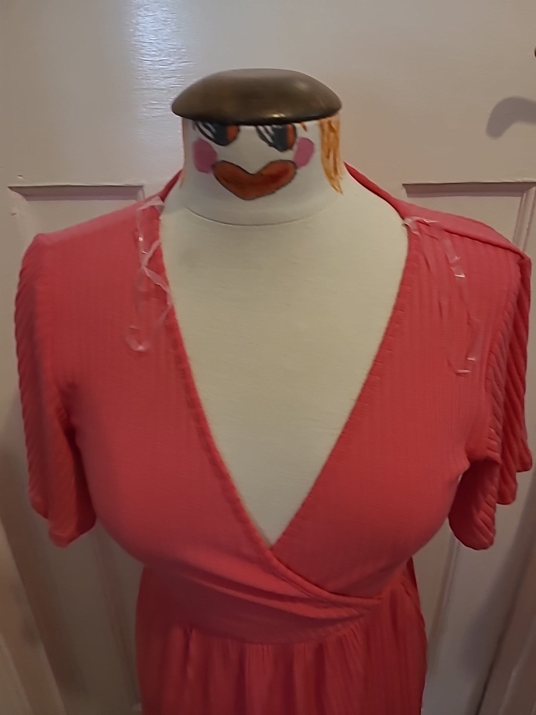 Ladies George Size 10 Pink Short Sleeved V Neck Dress