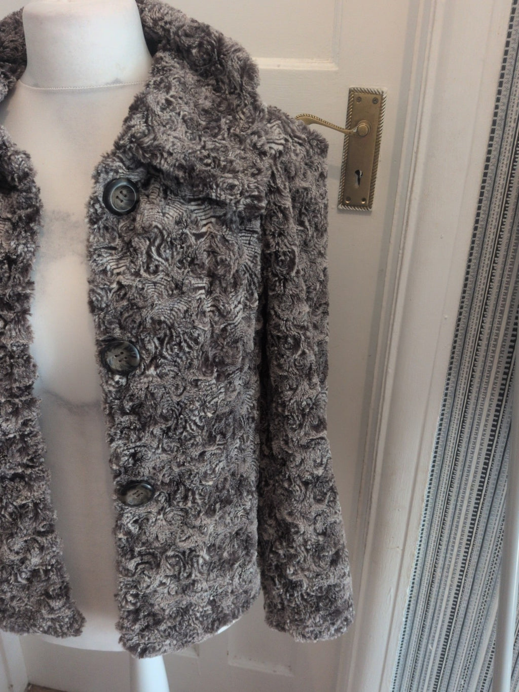 Mixit 8 Grey Flecked Fluffy Lined Buttoned Cardigan Jacket