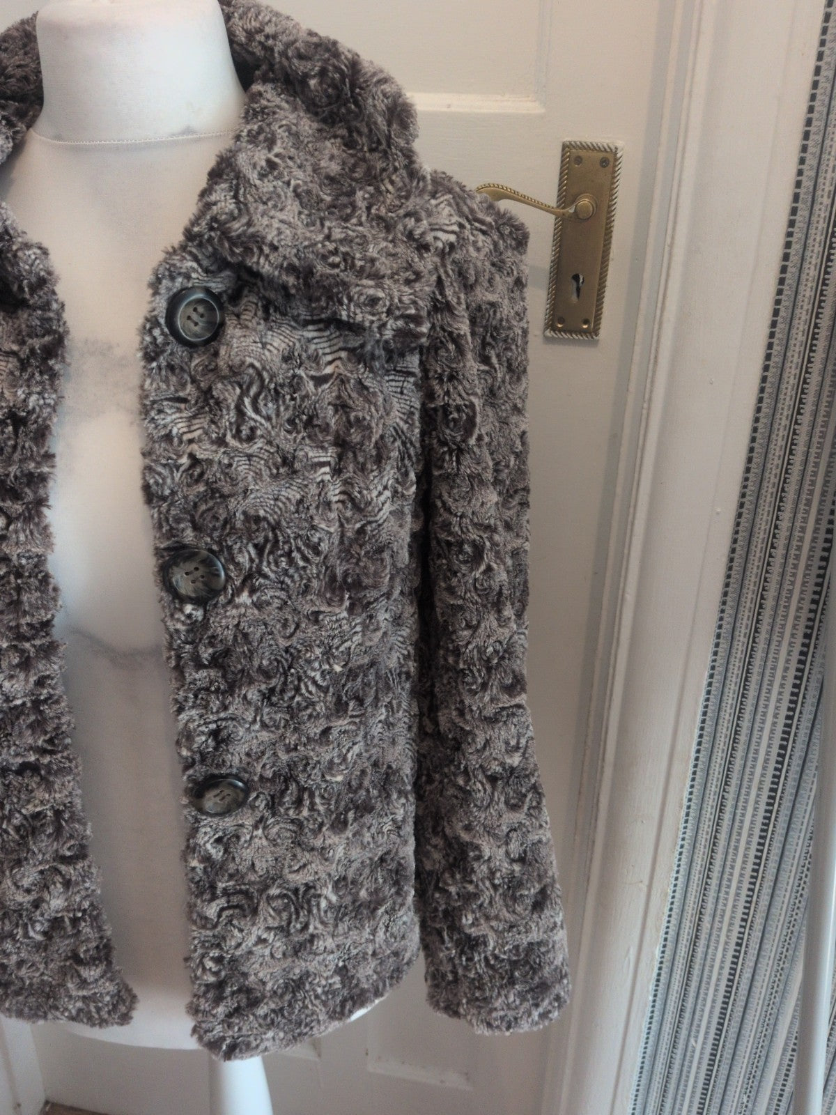 Mixit 8 Grey Flecked Fluffy Lined Buttoned Cardigan Jacket