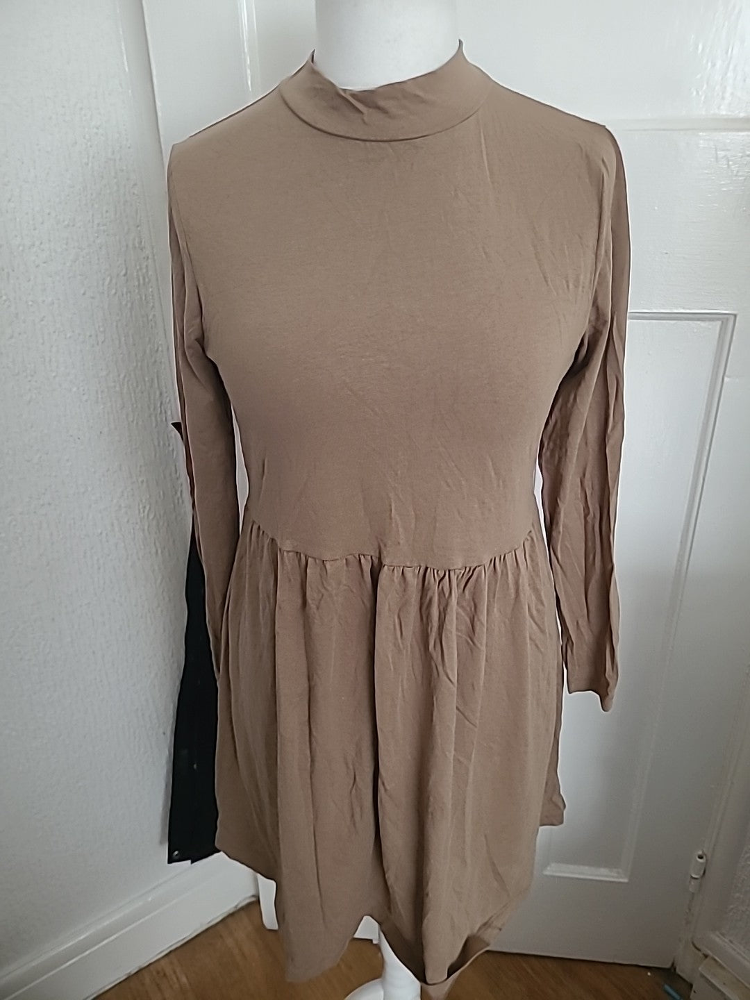 George 12 Taupe Long Sleeved Fit And Flare Dress