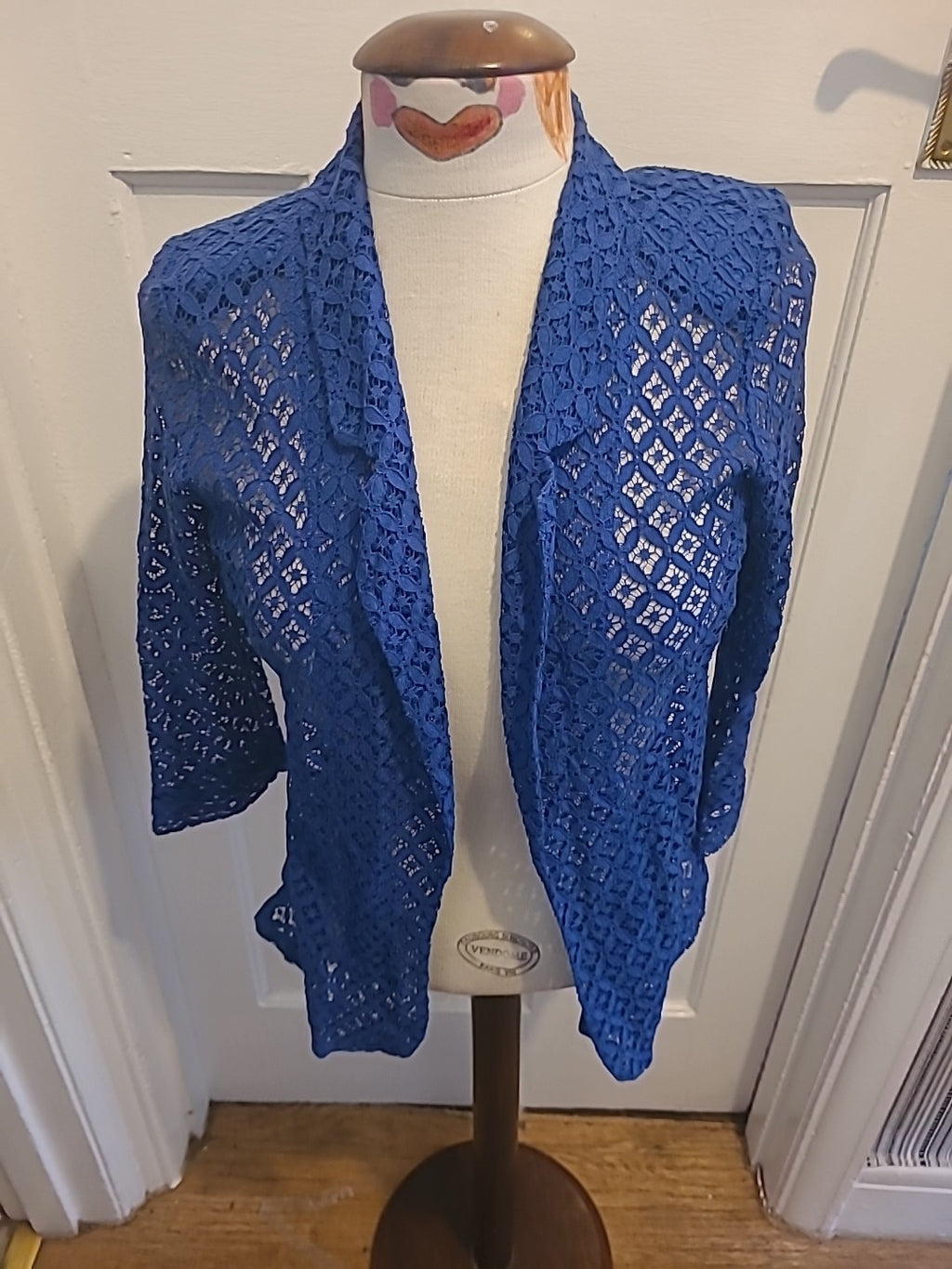 Ladies Unbranded Size Small Blue See Through Cardigan