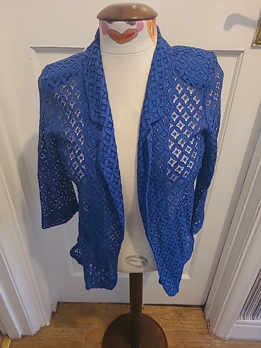 Ladies Unbranded Size Small Blue See Through Cardigan