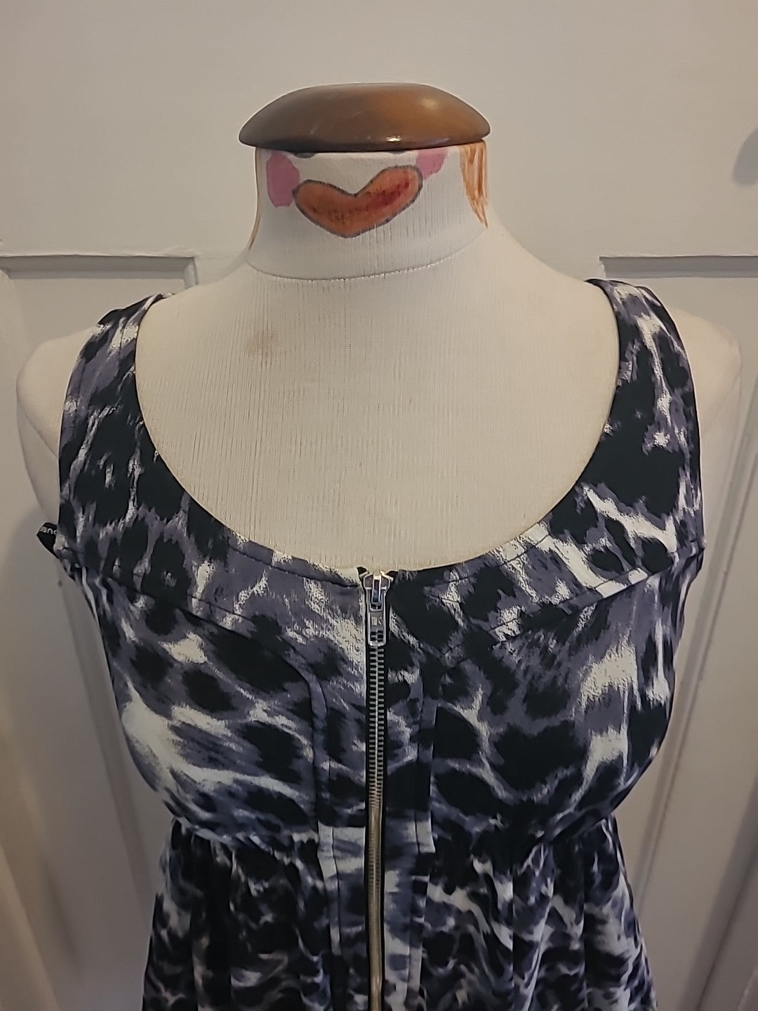Ladies Warehouse Size 10 Purple Black Scoop Neck Sleeveless Dress