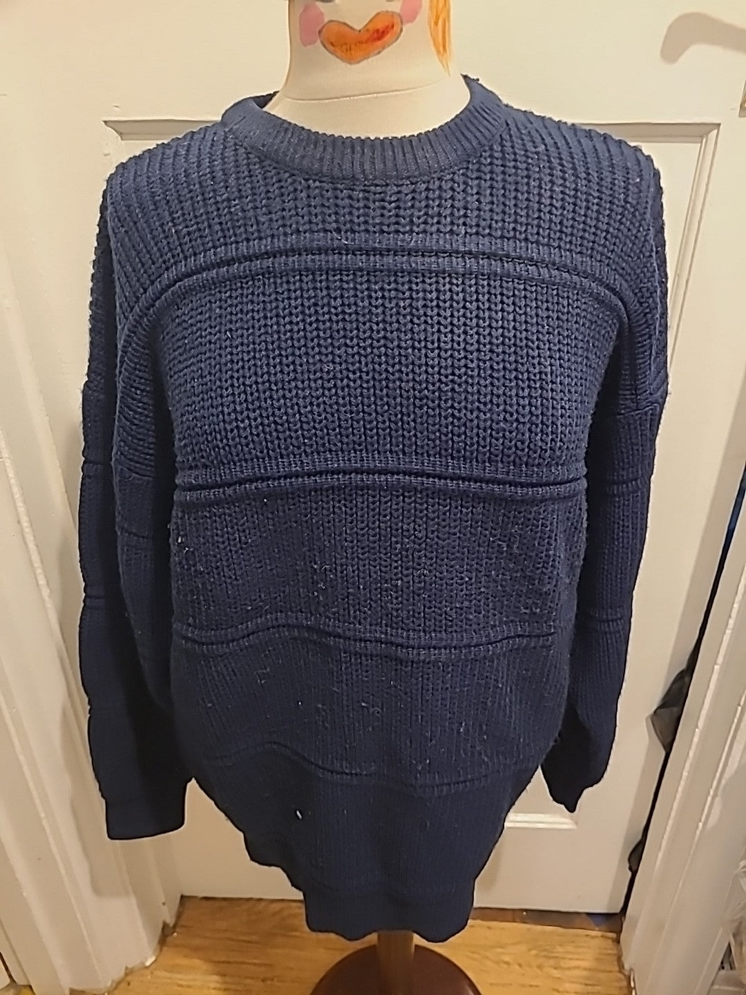 Mens C&A Size 102 Navy Knitted Pullover Jumper