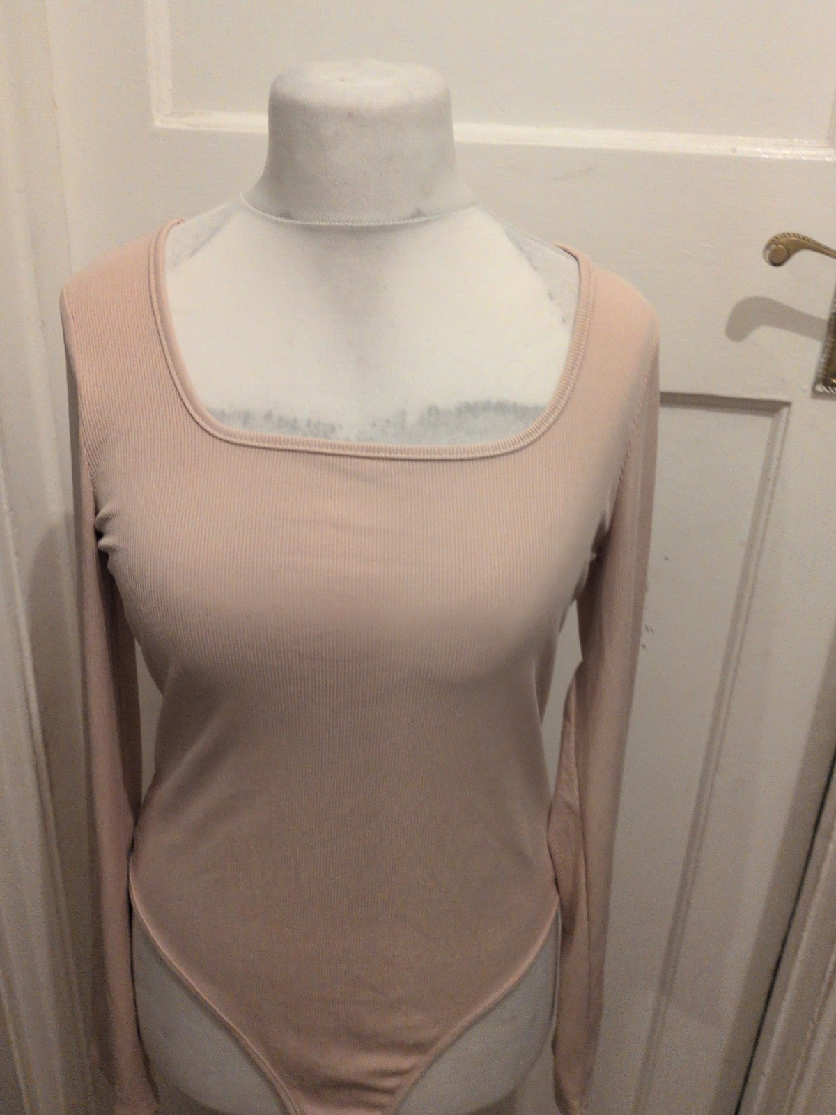 Ladies Shein Size XL Tall Beige Long Sleeve Bodysuit